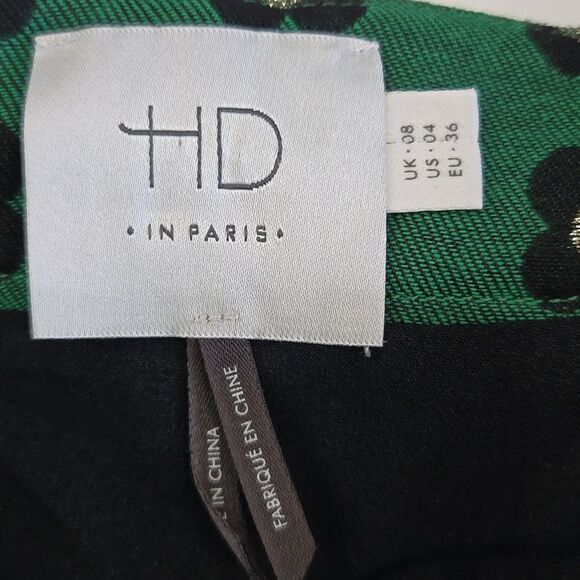 Anthropologie HD Paris Green Floral Mini Skirt Size 4‎ Retro Twee Career - Picture 5 of 14